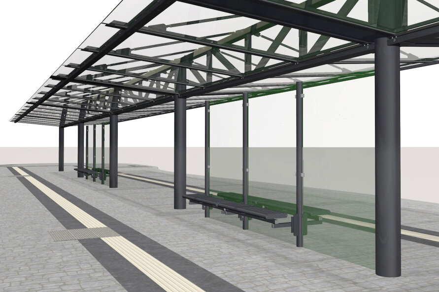 Bis Ende des Jahres soll er fertig werden. Im Bild die Visualisierung des neuen Rodewischer Busbahnhofs. Illustration: MABEG Kreuschner GmbH & Co. KG
