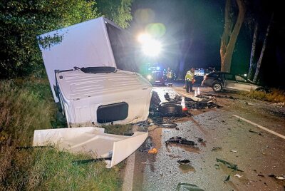 Verkehrsunfall mit tödlichem Ausgang auf der Neefestraße - Der PKW wurde völlig zerstört, der Fahrer erlag seinen Verletzungen. Foto: Harry Haertel