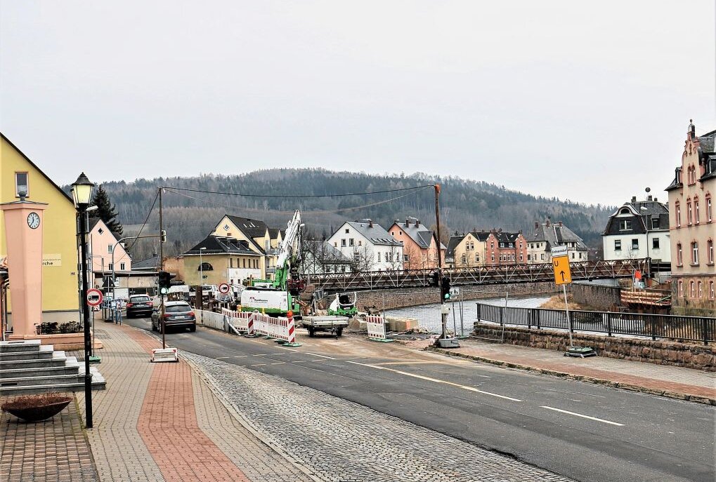 Dieser Bereich auf der Augustusburger Straße ist vom 31. Januar bis zum 18. Februar für den Fahrzeugverkehr gesperrt. Foto: Knut Berger