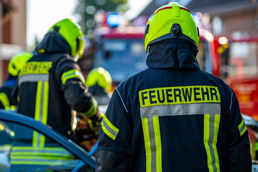 Wald brennt bei Wittichenau - Einsatzkräfte der Feuerwehr.