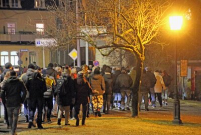 Zahlreiche Teilnehmer an Corona-Demonstration in Freiberg - Die Demonstranten machten sich entlang der Chemnitzer Straße auf den weg. Foto: Wieland Josch