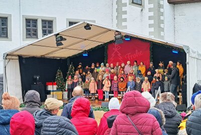 Zschopauer Weihnachtsmarkt lässt die Märchenwelt lebendig werden - Auf der Bühne hatten alle Kitas der Stadt ihren großen Auftritt - neben vielen erfahrenen Musikgruppen. Foto: Andreas Bauer