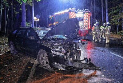 Zwei Personen bei Unfall teils schwer verletzt - Heftiger Unfall in Dresden. Foto: Roland Halkasch
