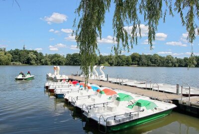 Zwickauer Bootssaison 2022 startet im Schwanenpark - Die Bootsstation am Schwanenteich. Foto: Stadt Zwickau